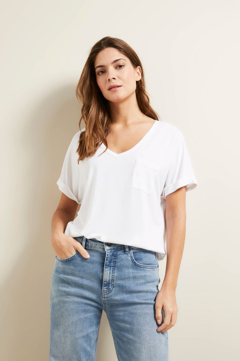 Locker geschnittenes V-Ausschnitt Shirt