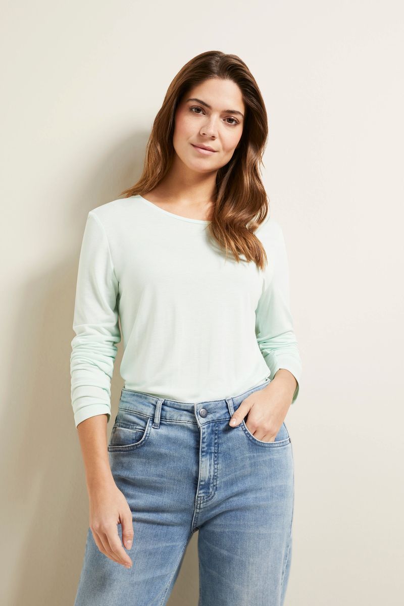 Mintgrünes Langarm Basic Shirt