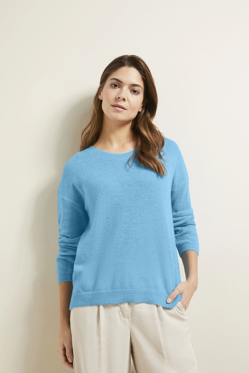 Aqua Rundhals-Pullover aus Alpaka-Mischung