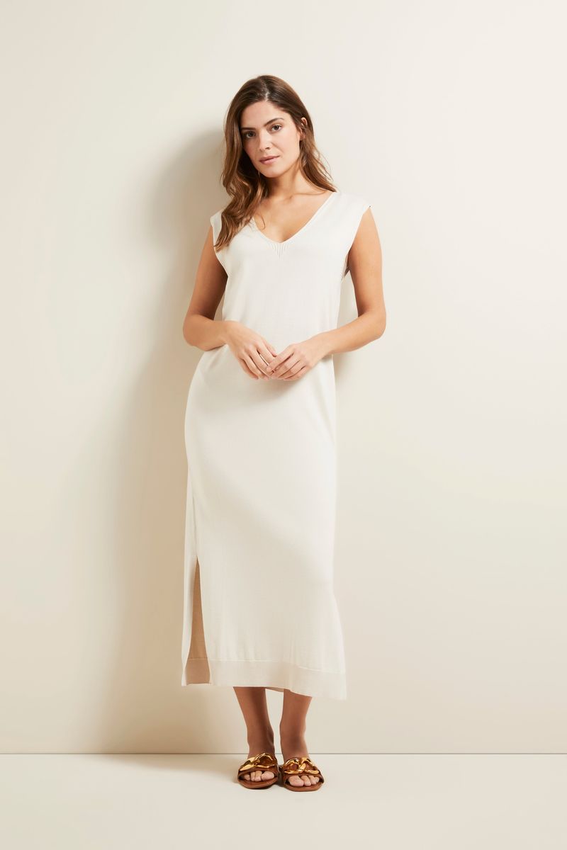 Ärmelloses Strick-Midikleid mit Schlitzen