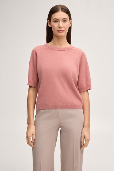 Rosa Kaschmir Kurzarm-T-Shirt