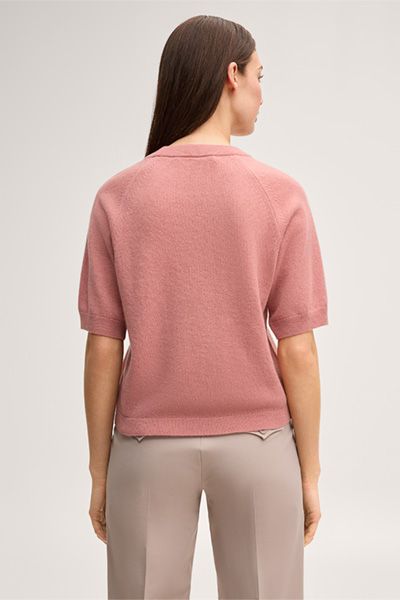 Rosa Kaschmir Kurzarm-T-Shirt