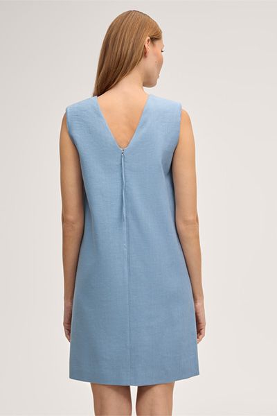 Leinenstretch-Eggshape-Kleid in Mini-Länge in Hellblau