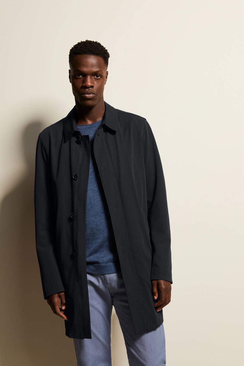 Eleganter marineblauer einreihiger Mac-Mantel