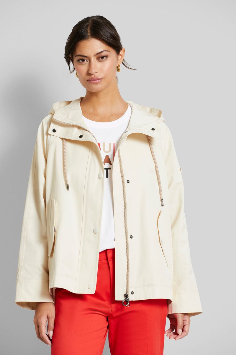 Beige Blouson Jacke mit Kapuze und lockerer Passform