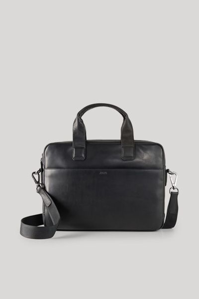 JOOP! Schwarze Leder Aktentasche Umhängetasche mit verstellbarem Riemen