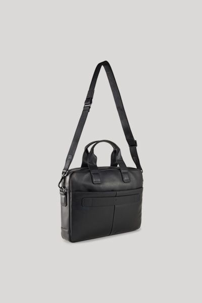 JOOP! Schwarze Leder Aktentasche Umhängetasche mit verstellbarem Riemen