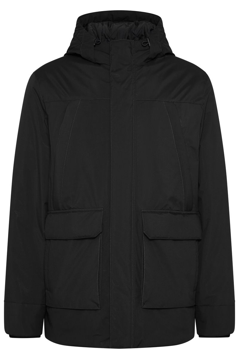 Klassische schwarze leichte Jacke mit Kapuze
