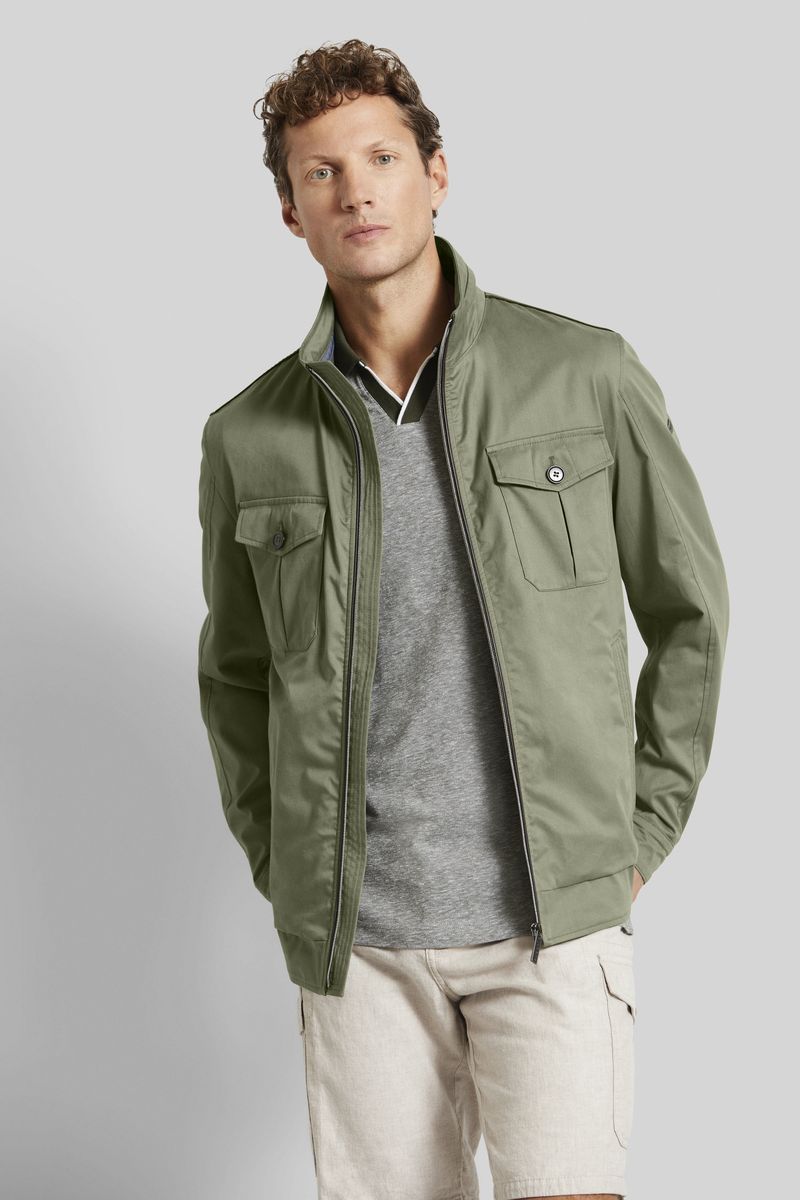 Olivfarbene Blousonjacke im Militärstil aus Baumwollmischung