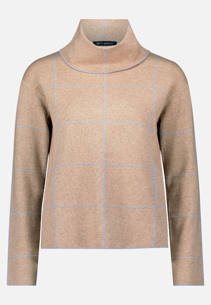 Schimmernder Oversize-Strickpullover mit Stehkragen