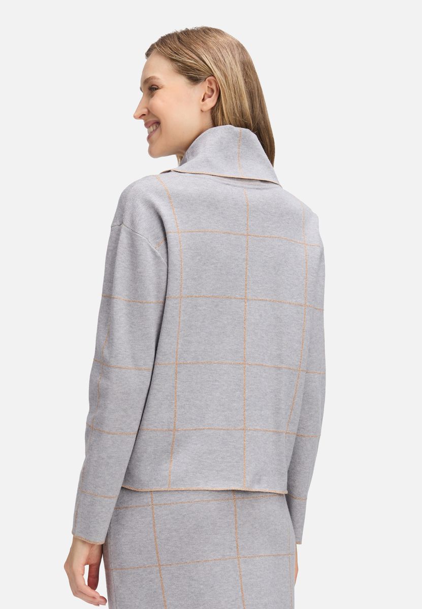 Schimmernder Oversize-Strickpullover mit Stehkragen