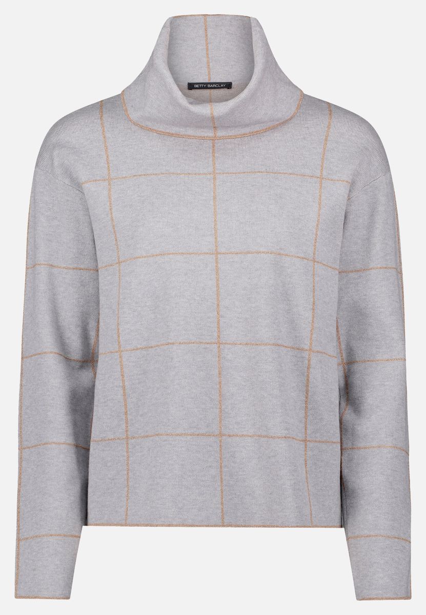 Schimmernder Oversize-Strickpullover mit Stehkragen