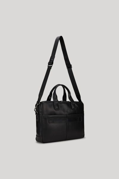 JOOP! Cerratano Pandion Schwarze Leder Aktentasche mit Schultergurt