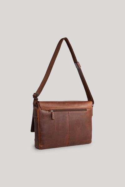 Cerratano Janis Cognac Leder Messenger Bag mit verstellbarem Riemen