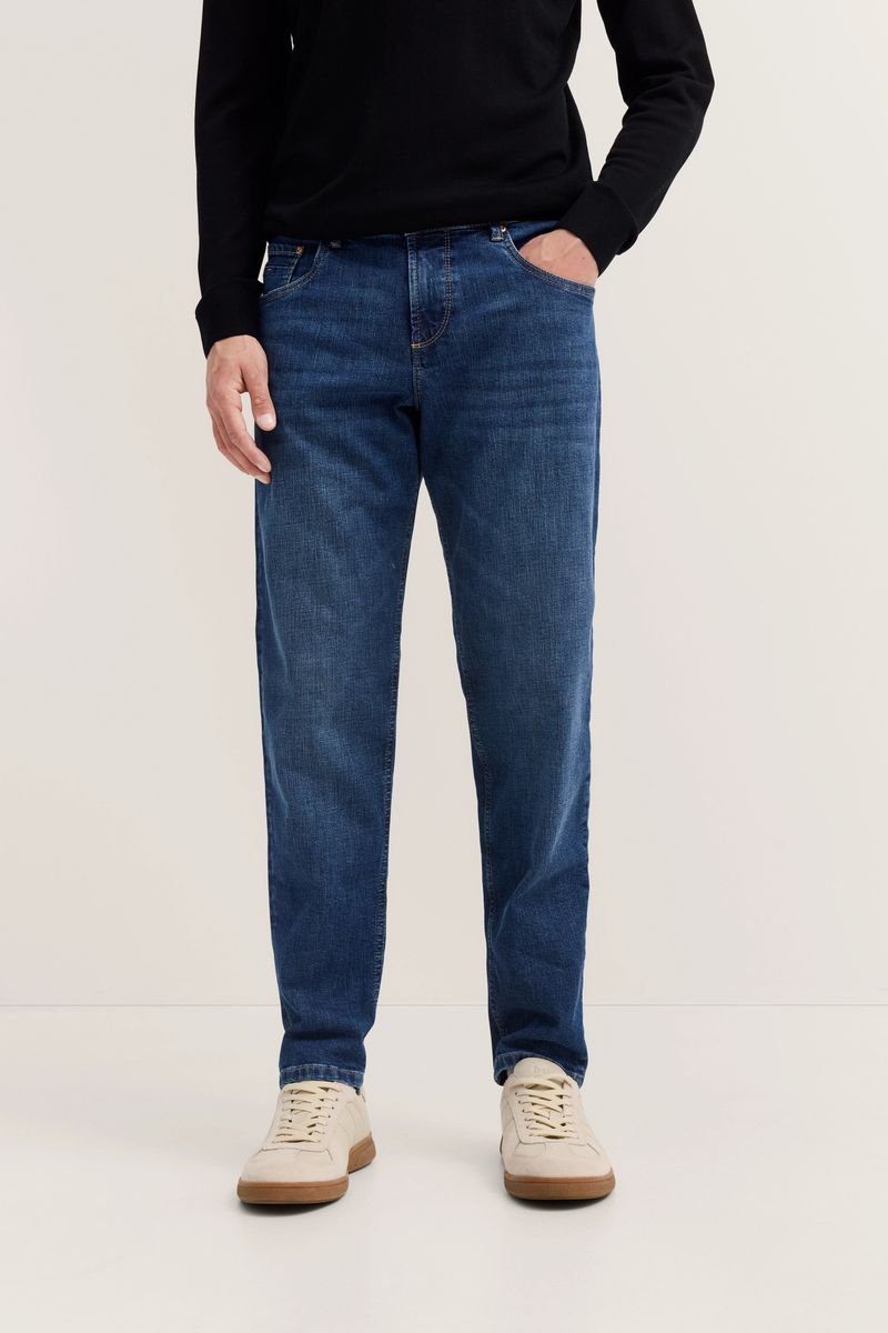 Konisch zulaufende Stretch-Jeans aus Denim in Blau