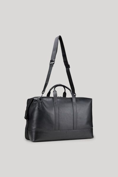 BOSS Manciano Maik Weekender Reisetasche aus schwarzem Leder