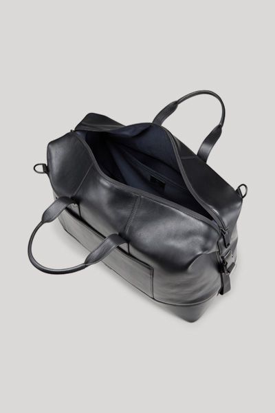 BOSS Manciano Maik Weekender Reisetasche aus schwarzem Leder