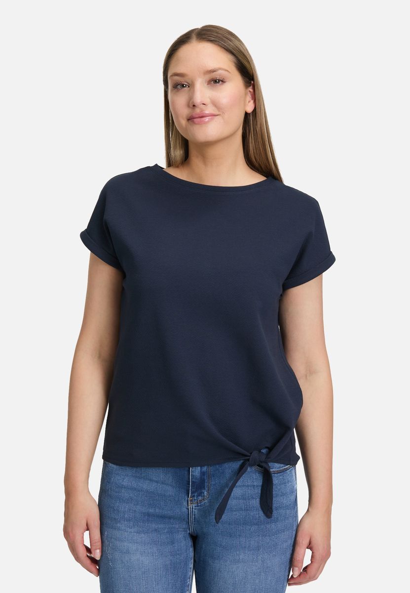 Kurzarm-Shirt mit Struktur und Bindedetail
