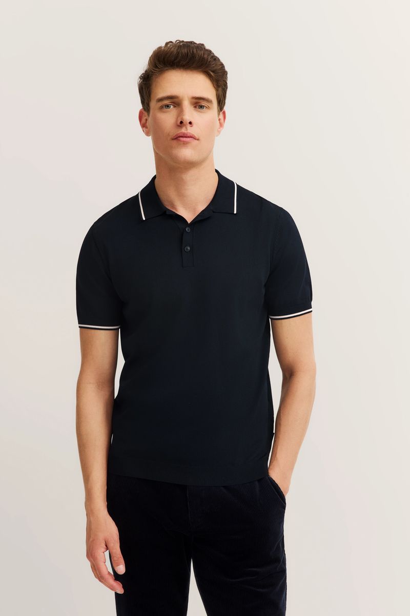 Elegantes, kurzärmliges Strickpolohemd