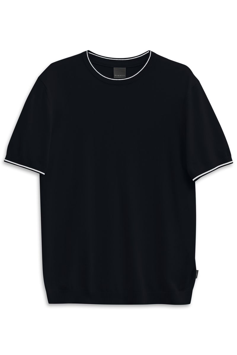 Marineblaues kurzärmeliges Strick-T-Shirt