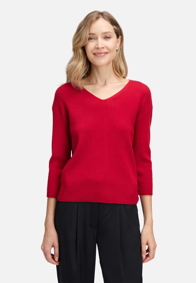 Feinstrickpullover mit V-Ausschnitt