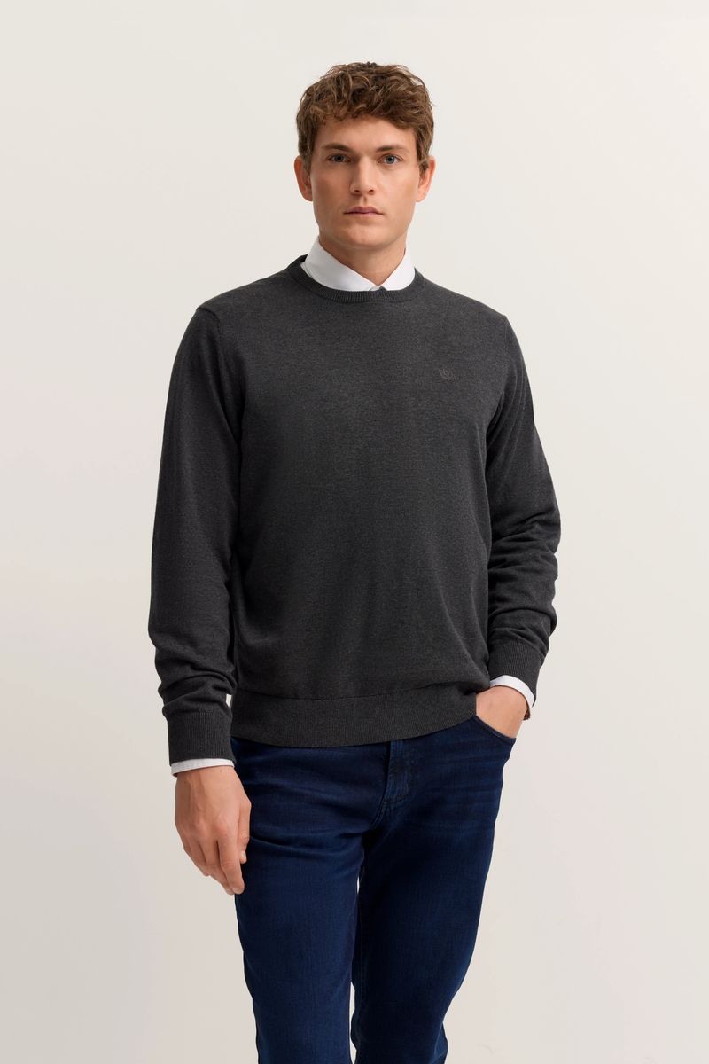 Basic Rundhals Baumwollpullover Essential