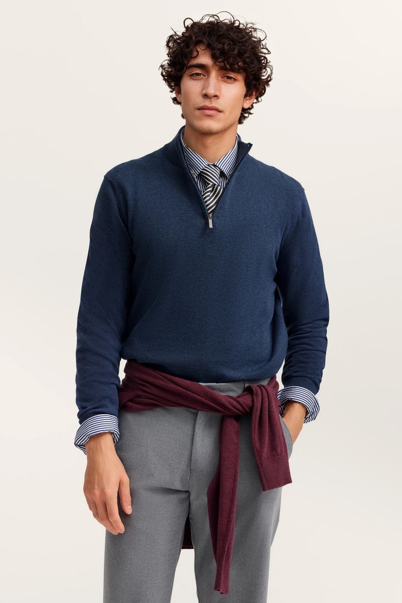 Baumwollpullover mit Reißverschluss