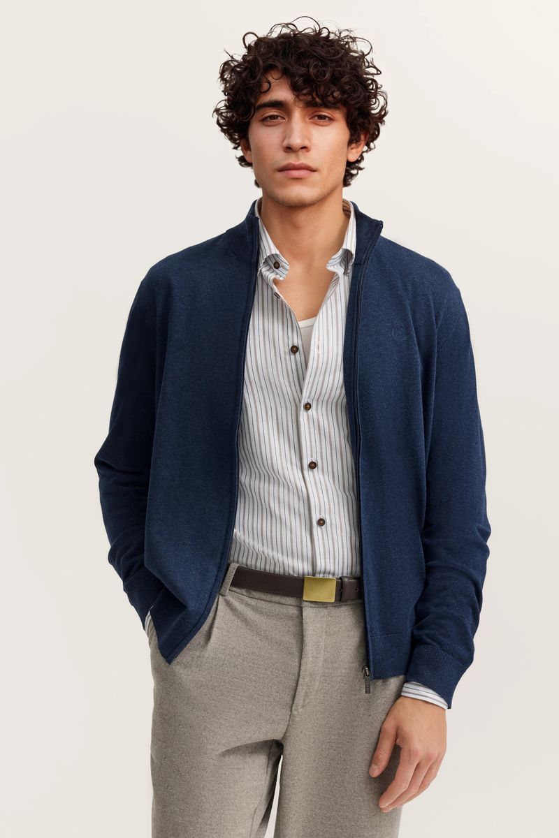 Klassische Strickjacke mit Reißverschluss aus Baumwolle