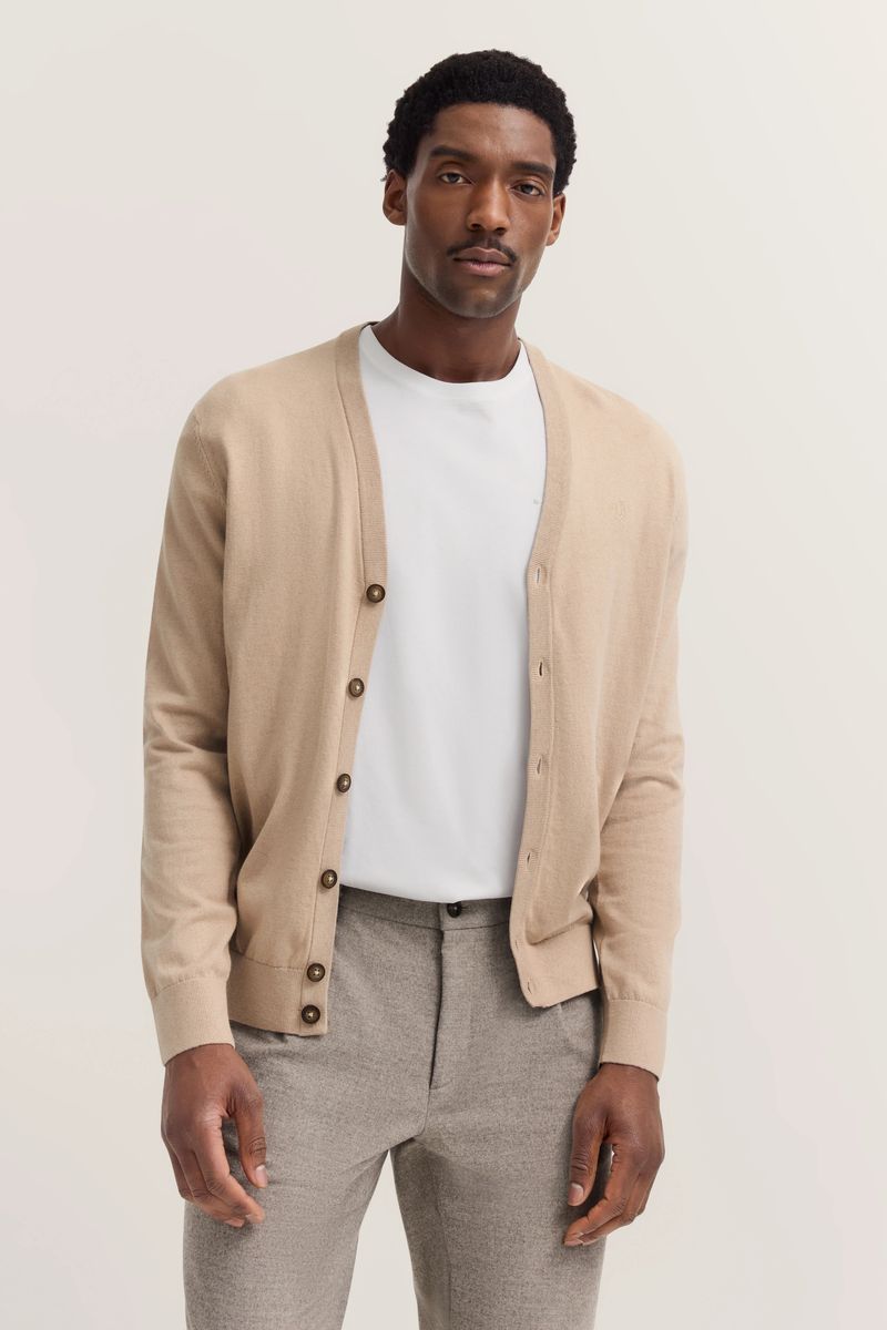 Klassische Baumwoll-Kaschmir Strickjacke mit V-Ausschnitt