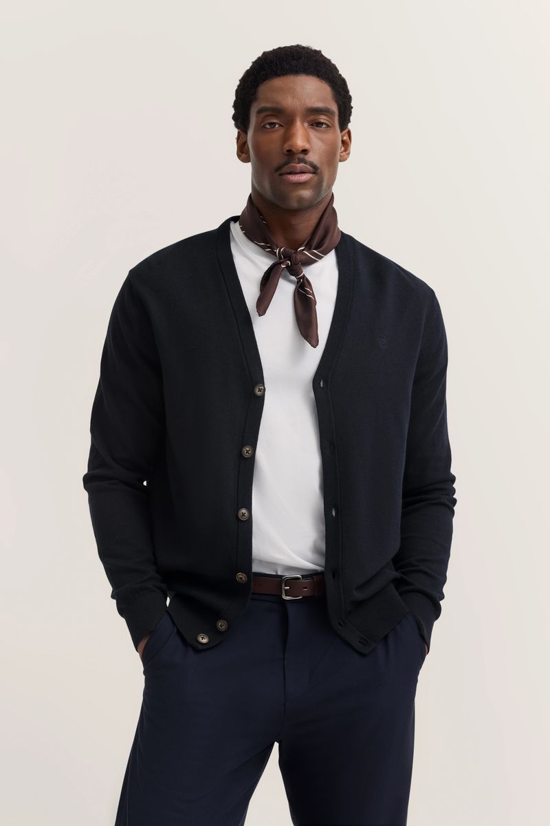 Klassische Baumwoll-Kaschmir Strickjacke mit V-Ausschnitt