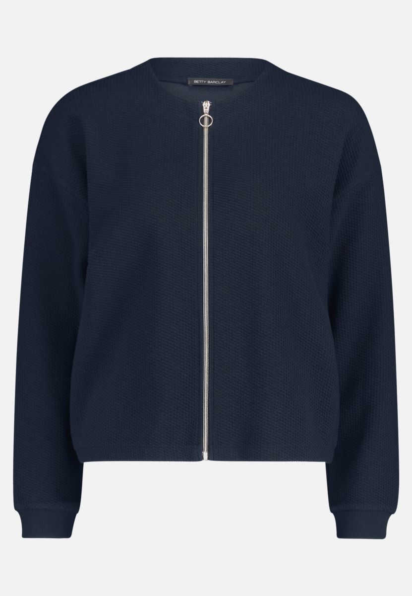 Strukturierte Strickjacke mit Reißverschluss