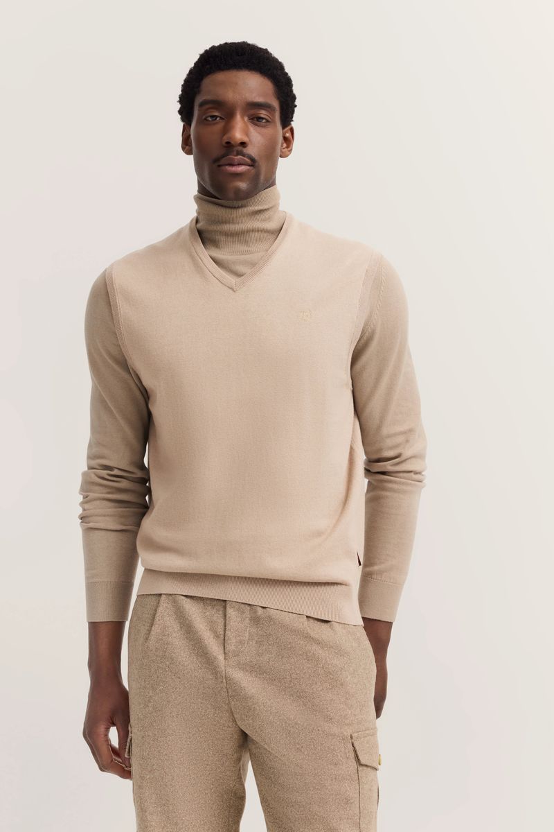 Klassischer V-Ausschnitt Baumwoll-Kaschmir Pullunder