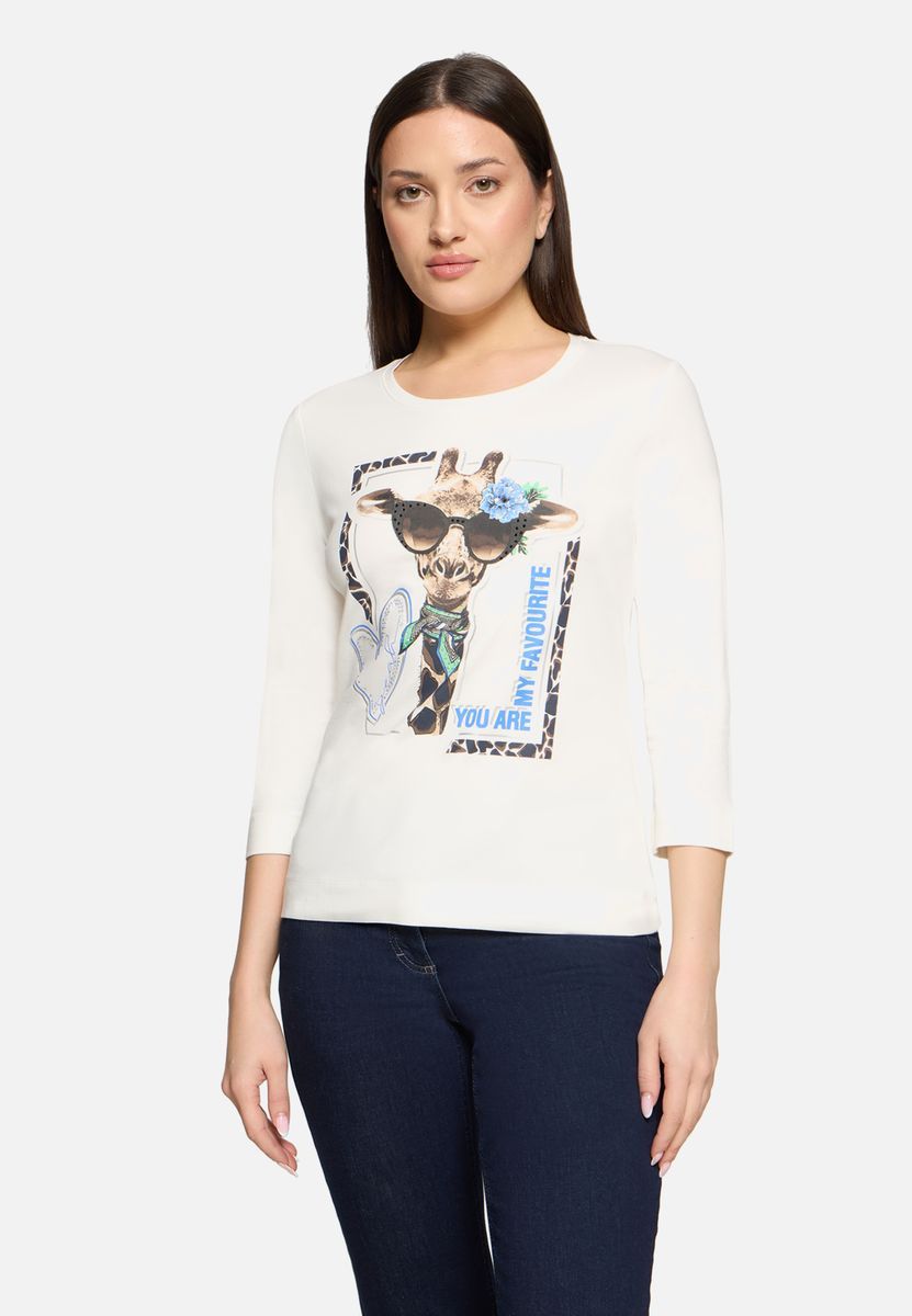 Basic-Top mit Giraffen-Grafikdruck