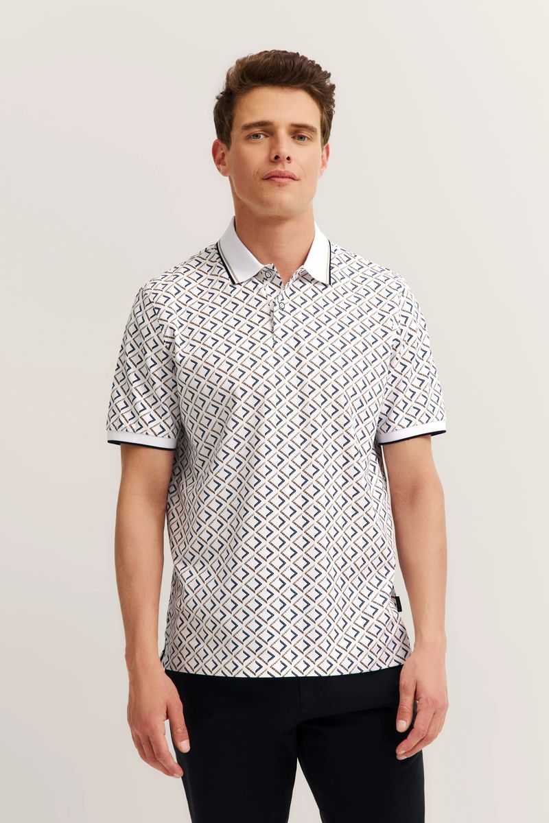 Kurzarm Polo-Shirt mit Rautenmuster