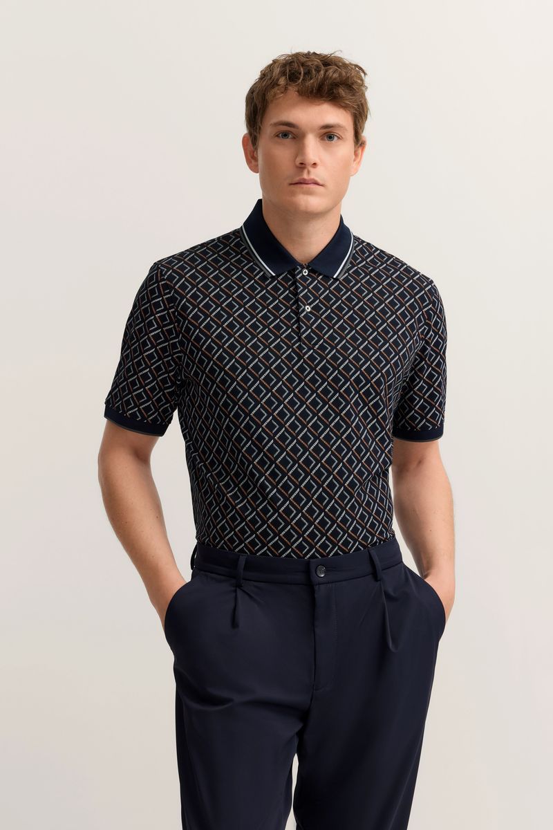 Polo-Shirt mit geometrischem Rautenmuster