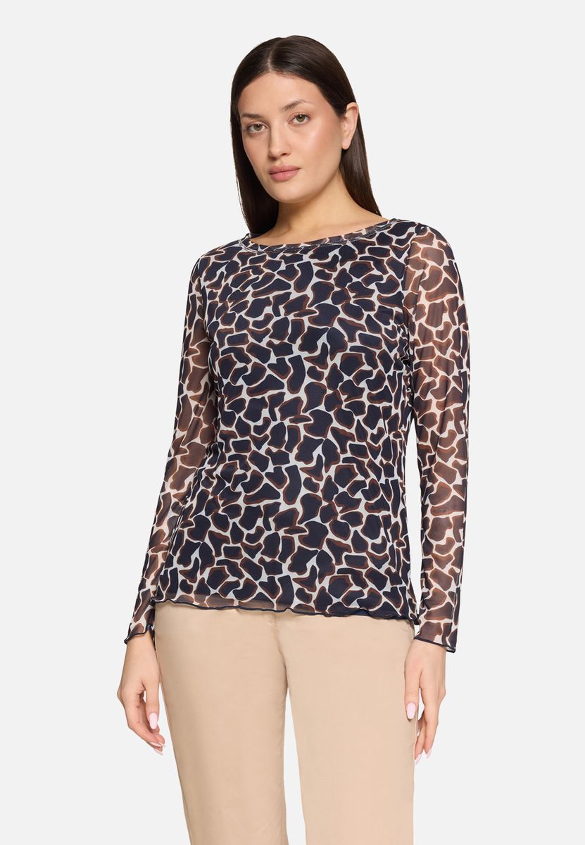 Mesh-Oberteil mit Animal-Print