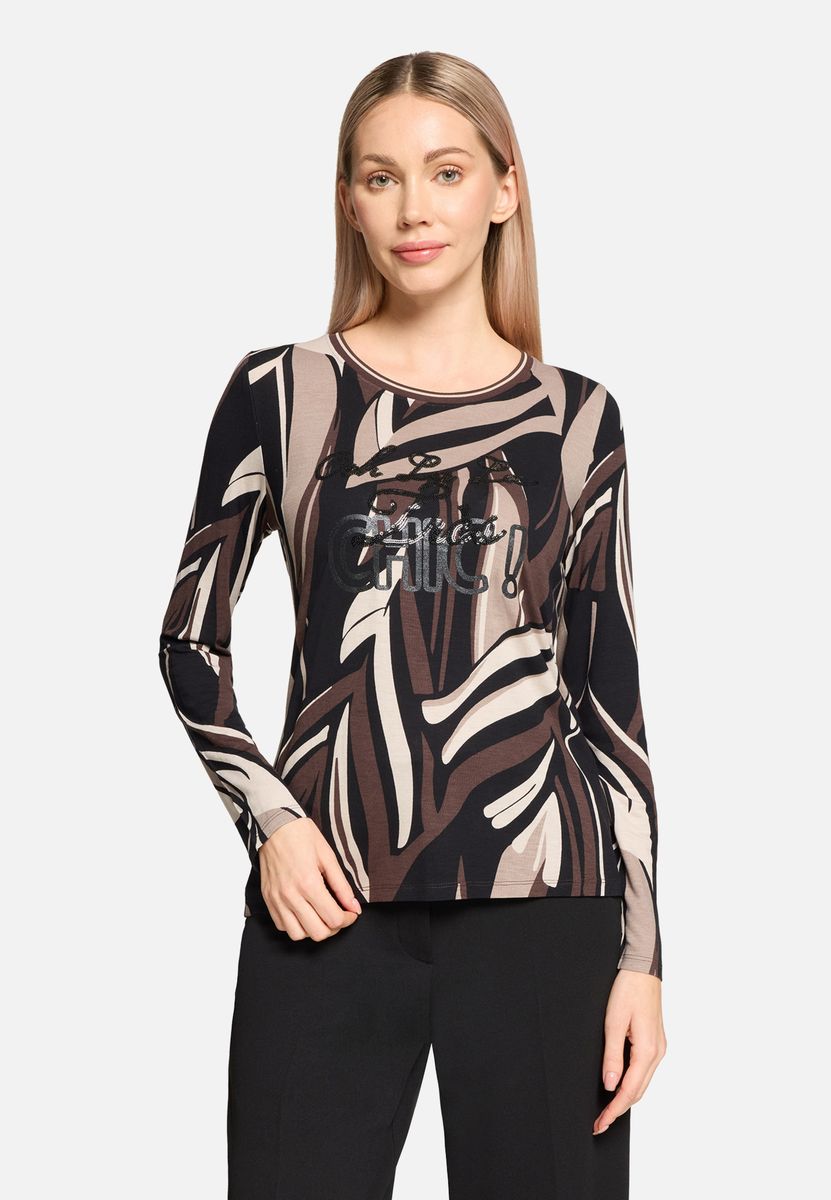 Basic Shirt mit Grafikmuster und langen Ärmeln