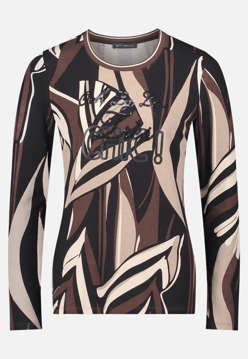 Basic Shirt mit Grafikmuster und langen Ärmeln