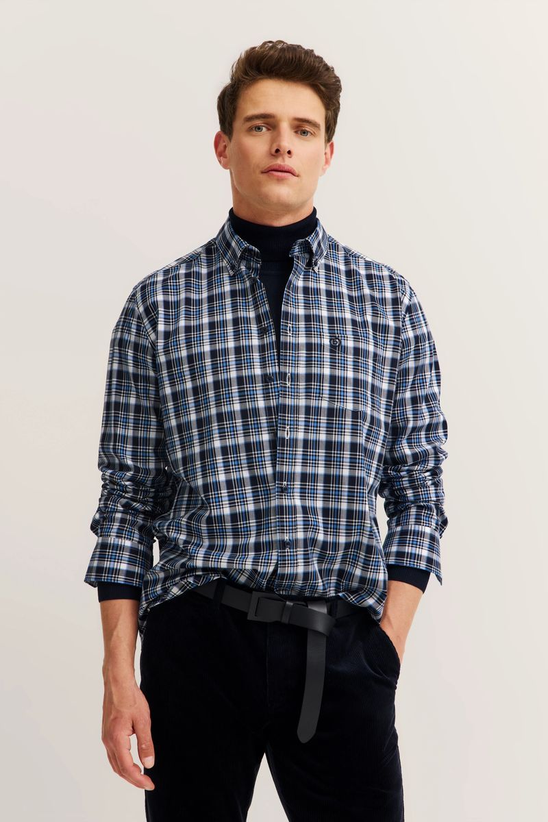 Kariertes Langarm Freizeit Hemd