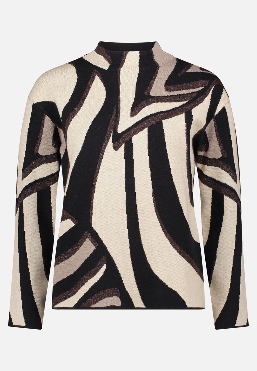 Pullover mit abstraktem Muster und Stehkragen