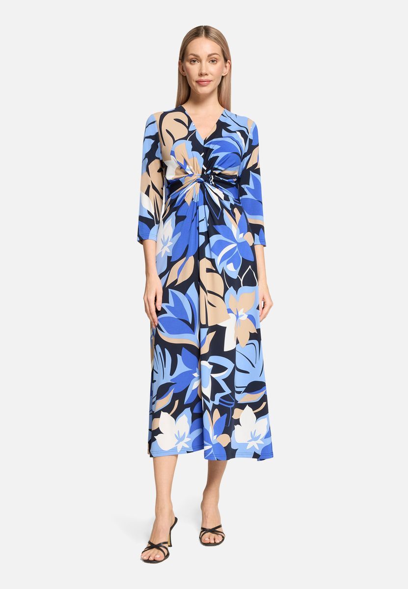 Midikleid mit Blumenmuster und Knotendetail