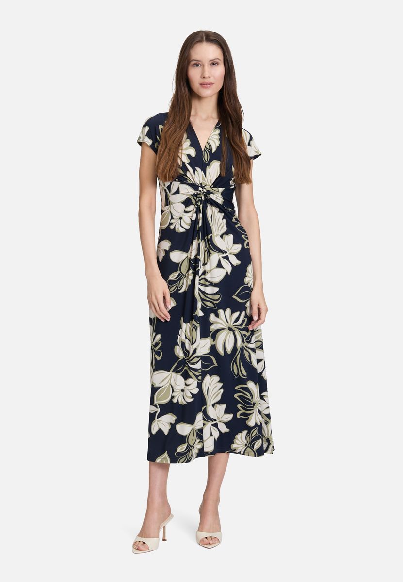 Midikleid mit Blumenmuster und Knotendetail