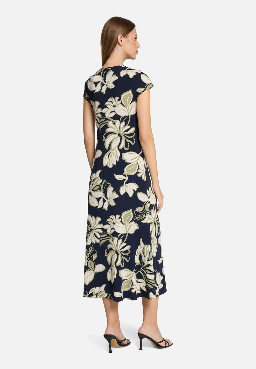 Midikleid mit Blumenmuster und Knotendetail