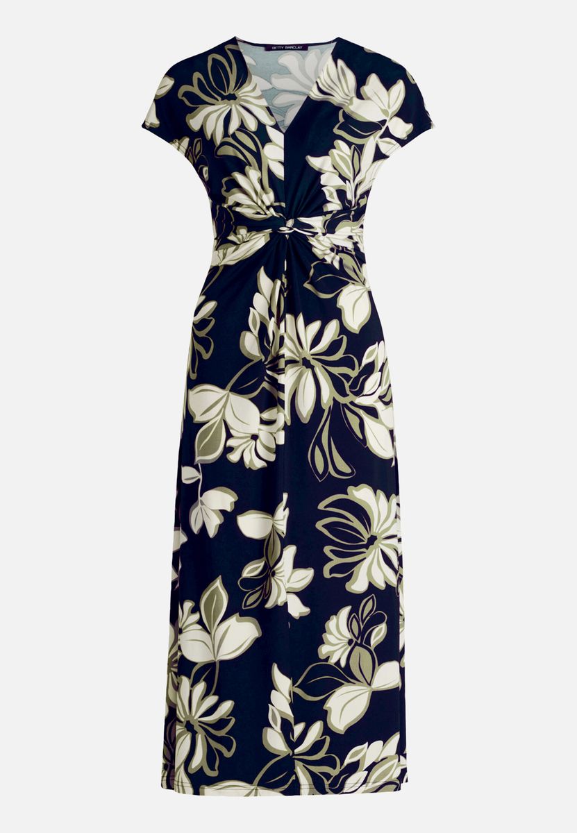 Midikleid mit Blumenmuster und Knotendetail