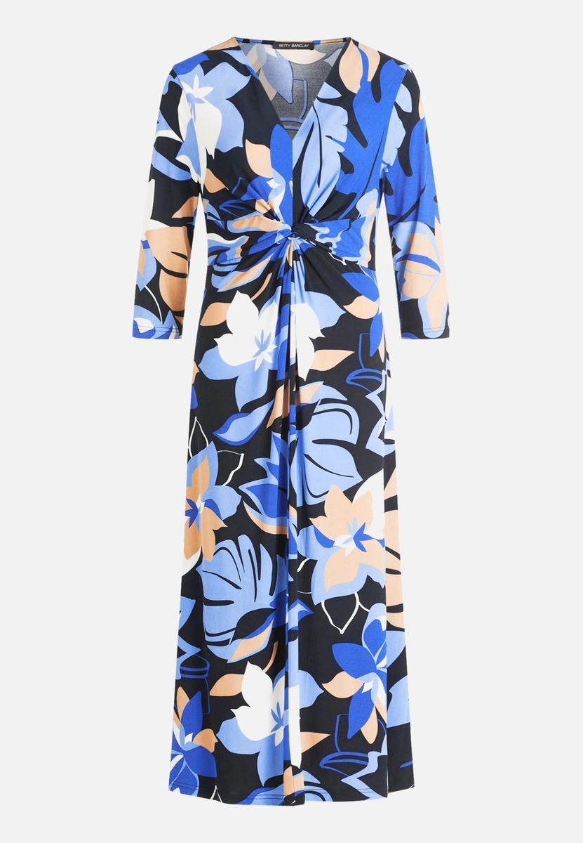 Midikleid mit Blumenmuster und Knotendetail