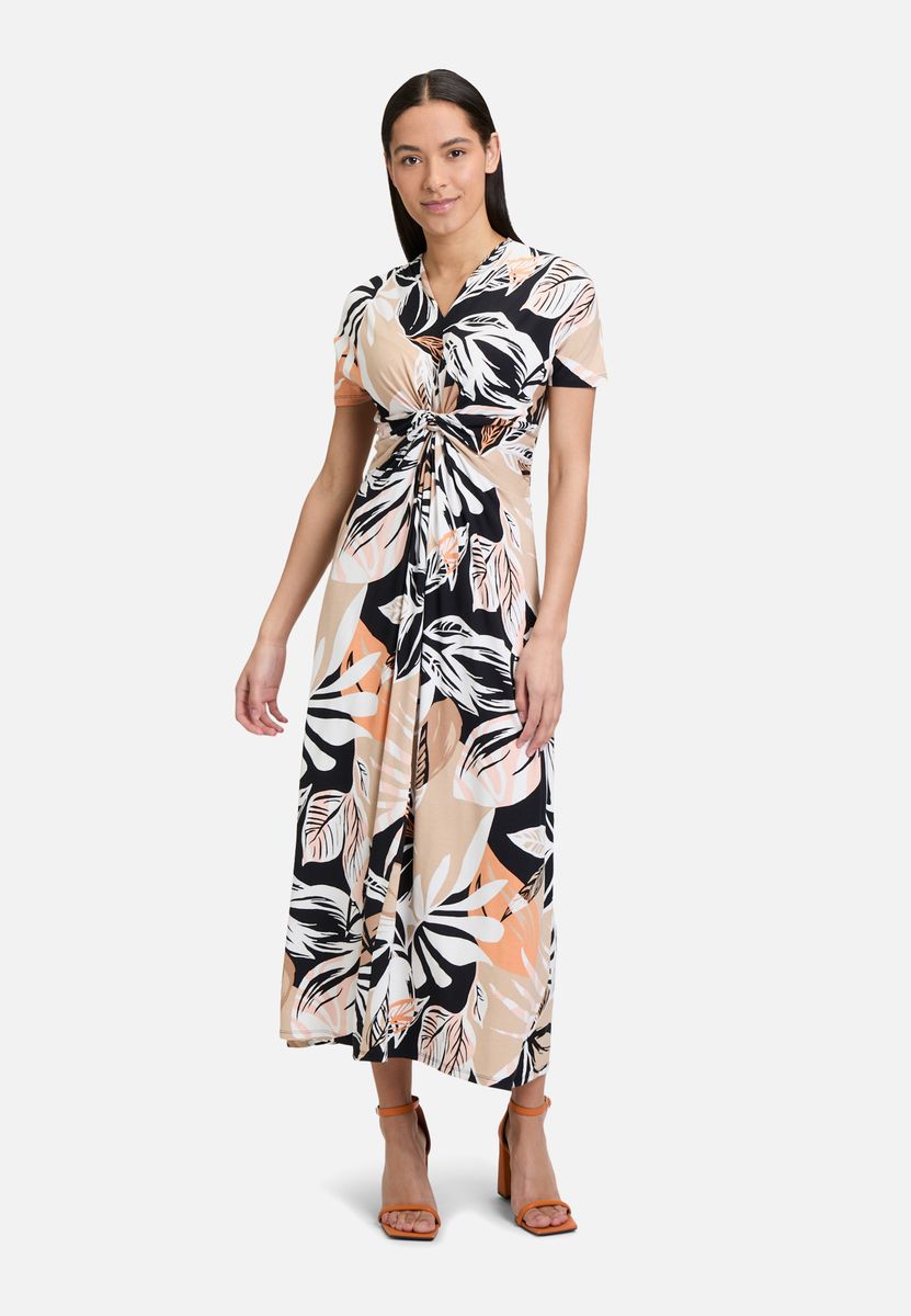 Midikleid mit Blumenmuster und Knotendetail