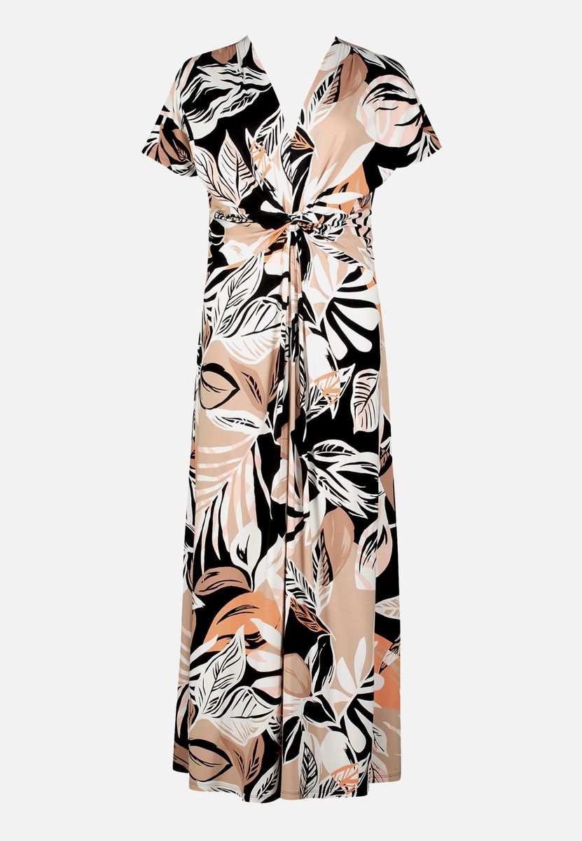 Midikleid mit Blumenmuster und Knotendetail