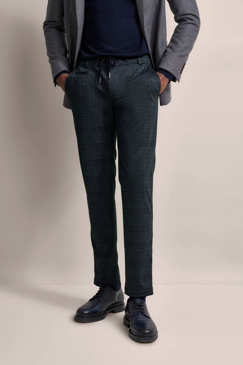 Schmal geschnittene karierte Chino-Hose mit Kordelzug