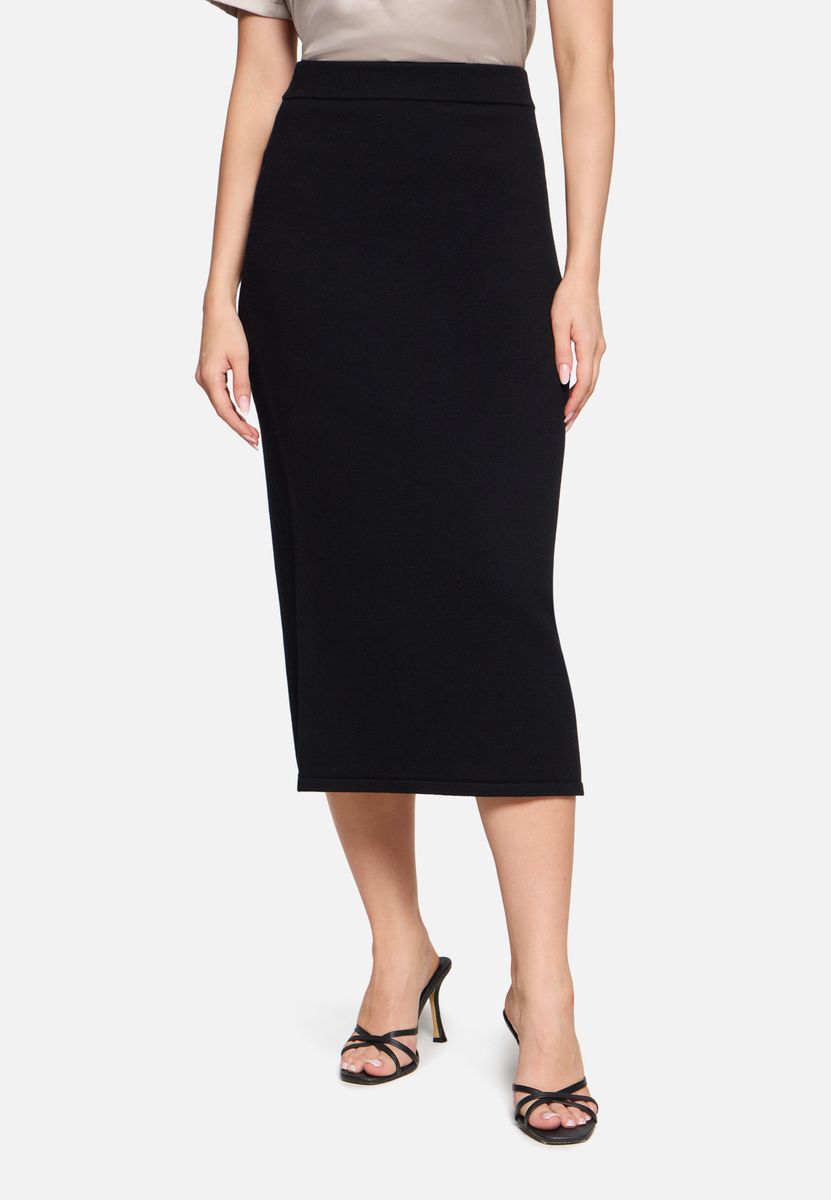 Eleganter Midi-Strickrock mit Schlitz