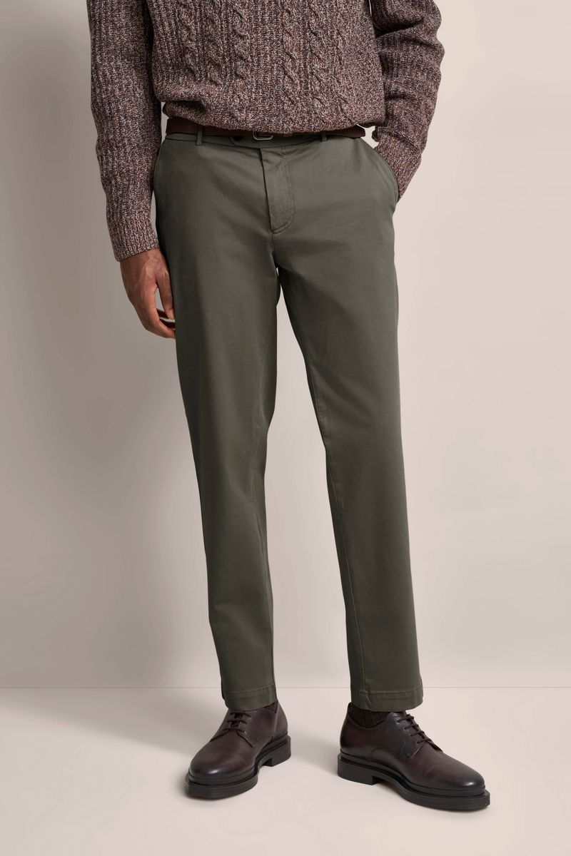 Olivefarbene Baumwoll-Mischung Chino-Hose